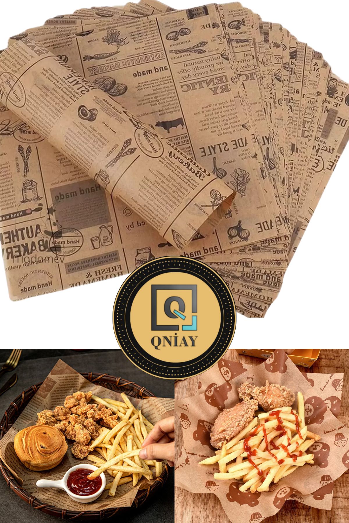 QNİAY-50 Pieces Camping - Picnic Presentation Patterned Oil Paper, Assortment Mixed Pattern 6