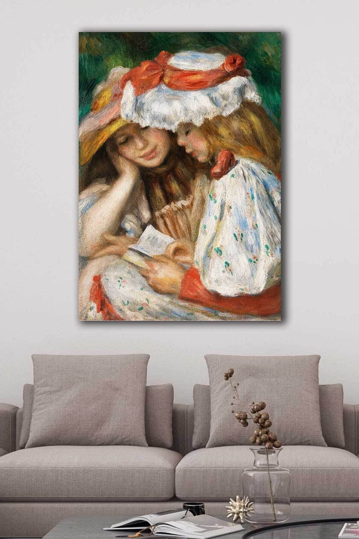 Vividale Okuyan Iki Kız - Pierre-auguste Renoir Ünlü Ressamlar Kanvas Tablo