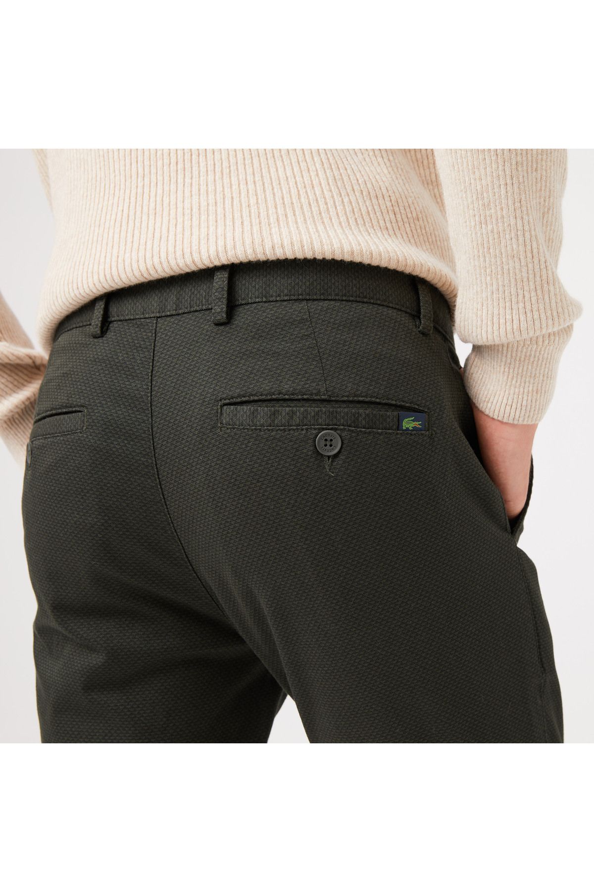 شلوار سبز مردانه شلوارهای طرح دار باریک Lacoste