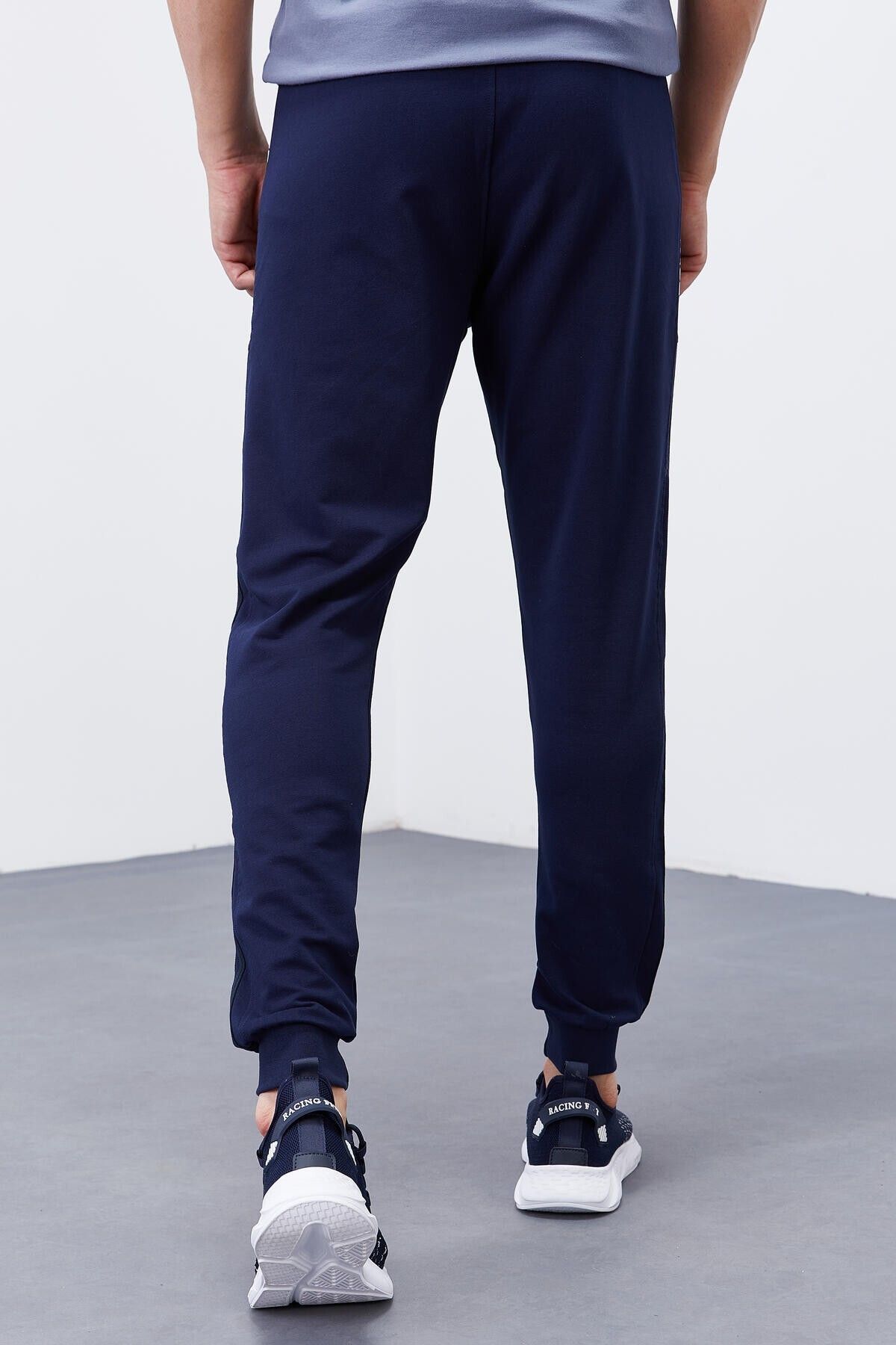 TOMMY LIFE-Indigo Double Piping Striped Standard Mold Jogger Men's Tracksuit Bottom - 84694 7