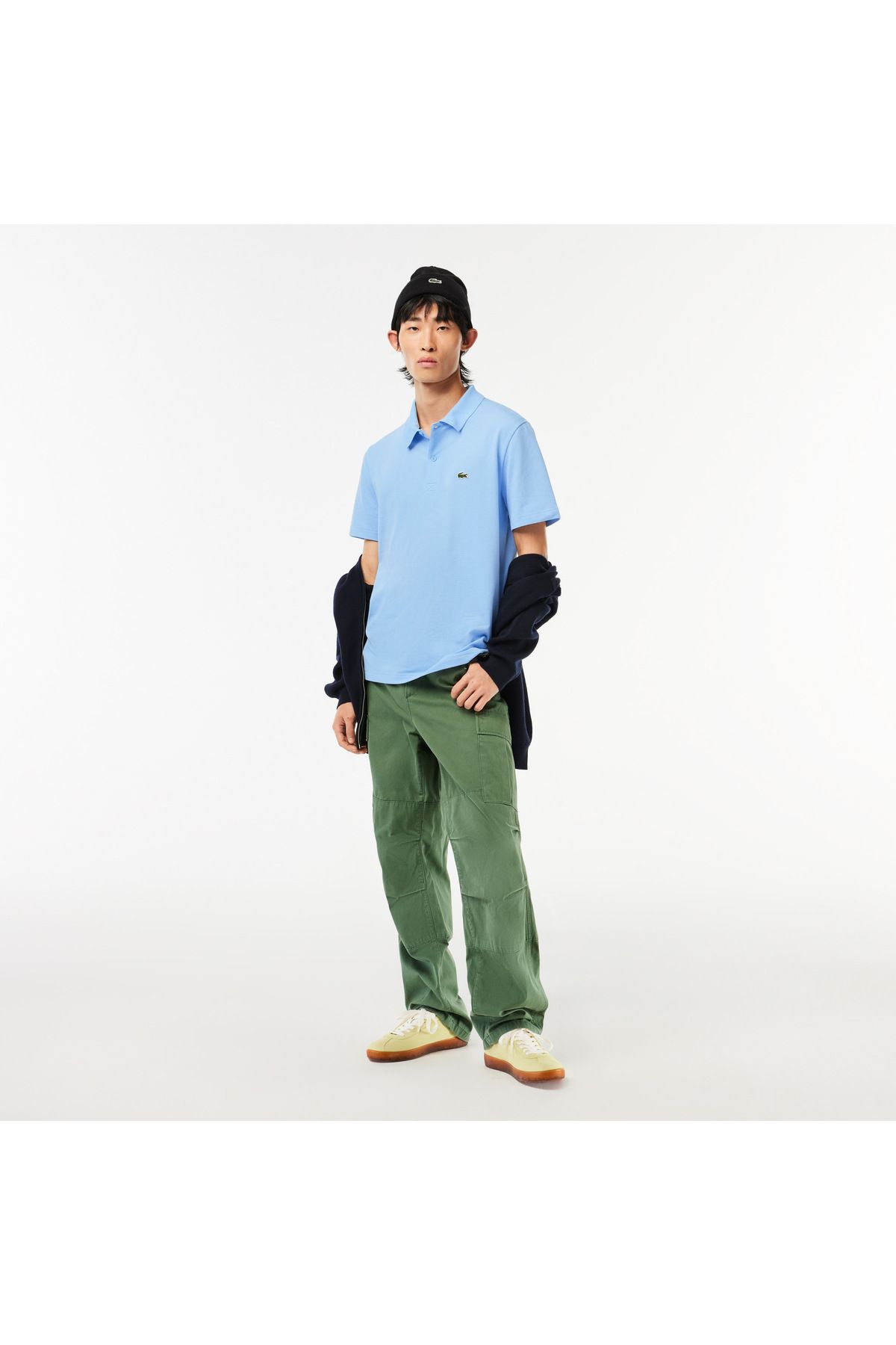 تی شرت یقه پولو آبی مردانه چوگان روشن و منظم Lacoste