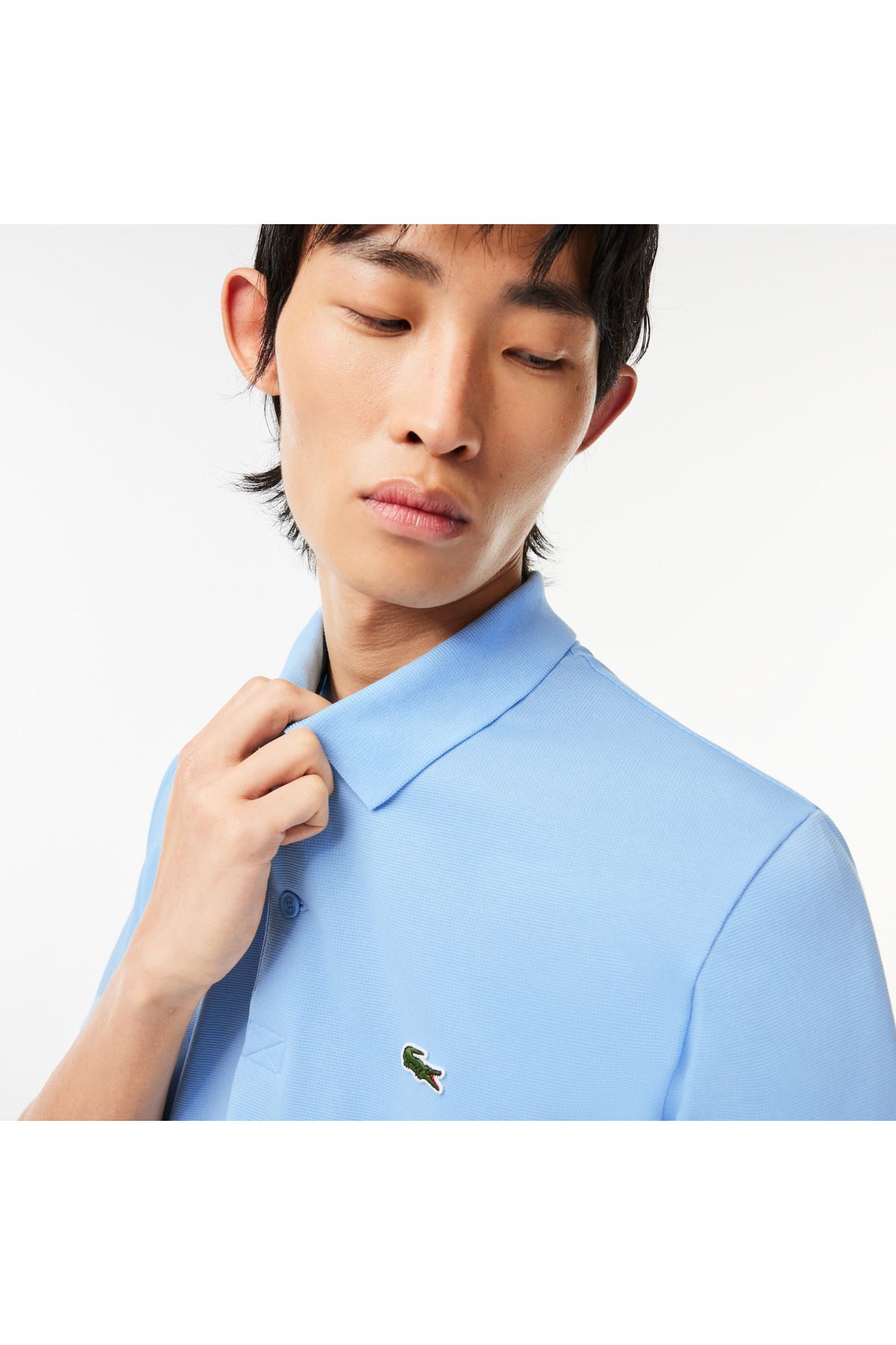 تی شرت یقه پولو آبی مردانه چوگان روشن و منظم Lacoste