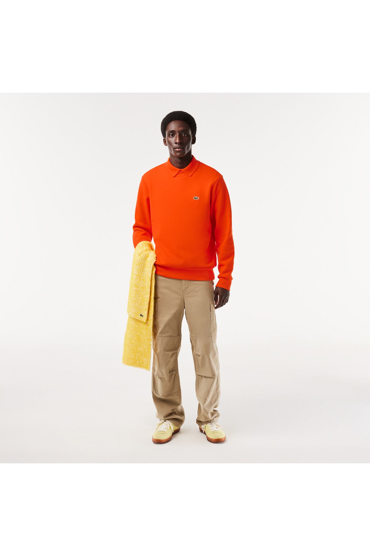 سویشرت نارنجی مردانه پیراهن قرمز دوچرخه سواری کلاسیک مناسب Lacoste