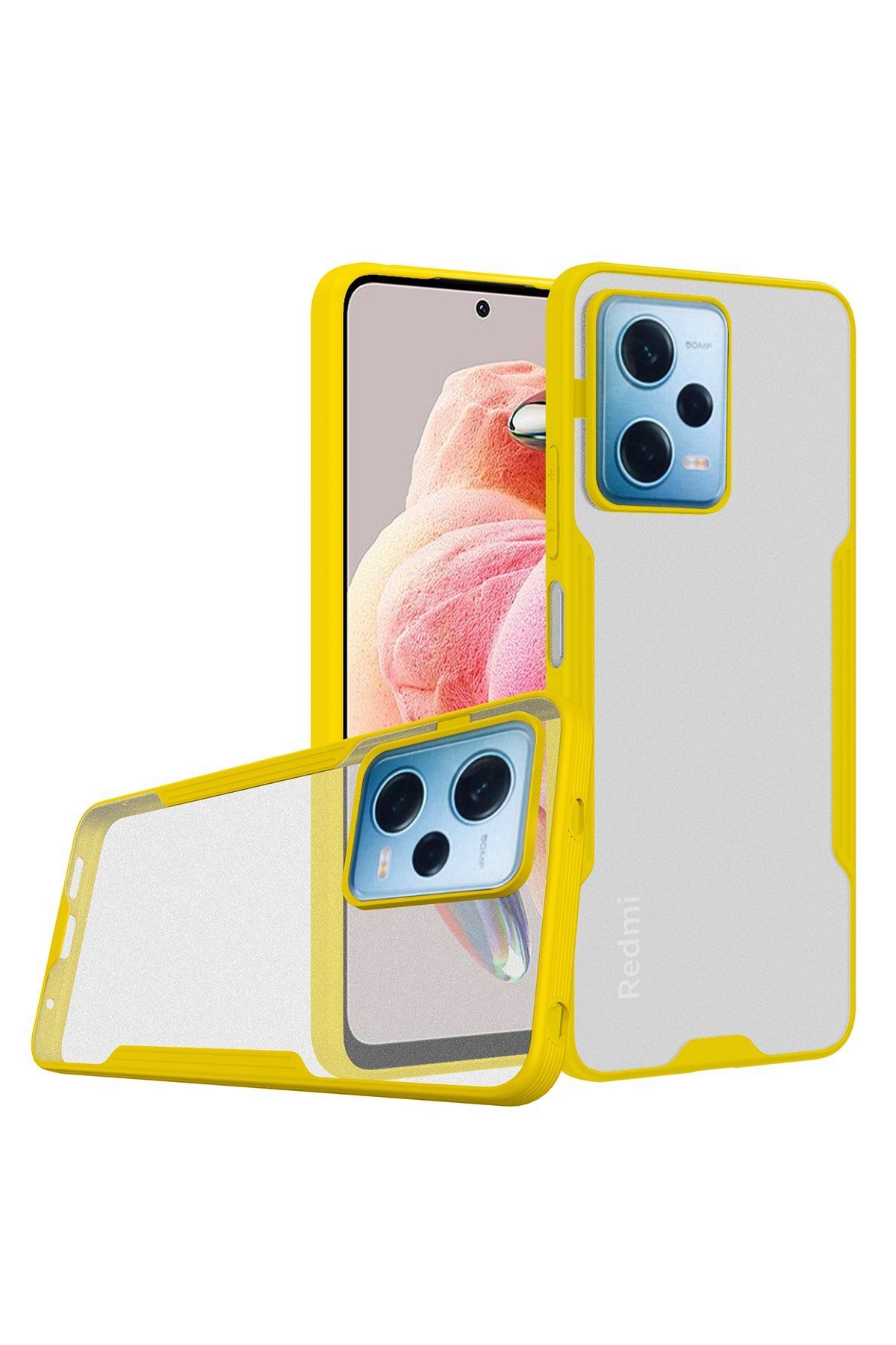 NewFace Xiaomi Redmi Note 12 Pro 5G Kılıf Platin Silikon - Sarı ZRNET