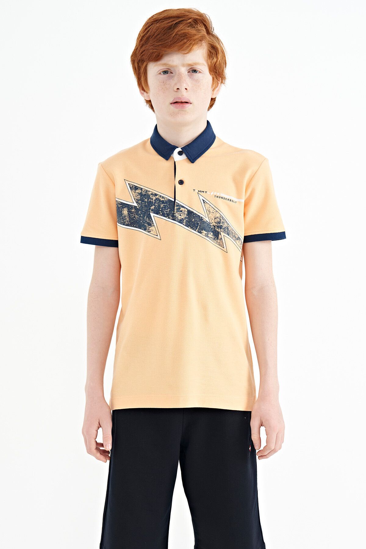 TOMMY LIFE-Melon Inside Print Detailed Standard Mold Polo Neck Boy's T-shirt - 11154 1