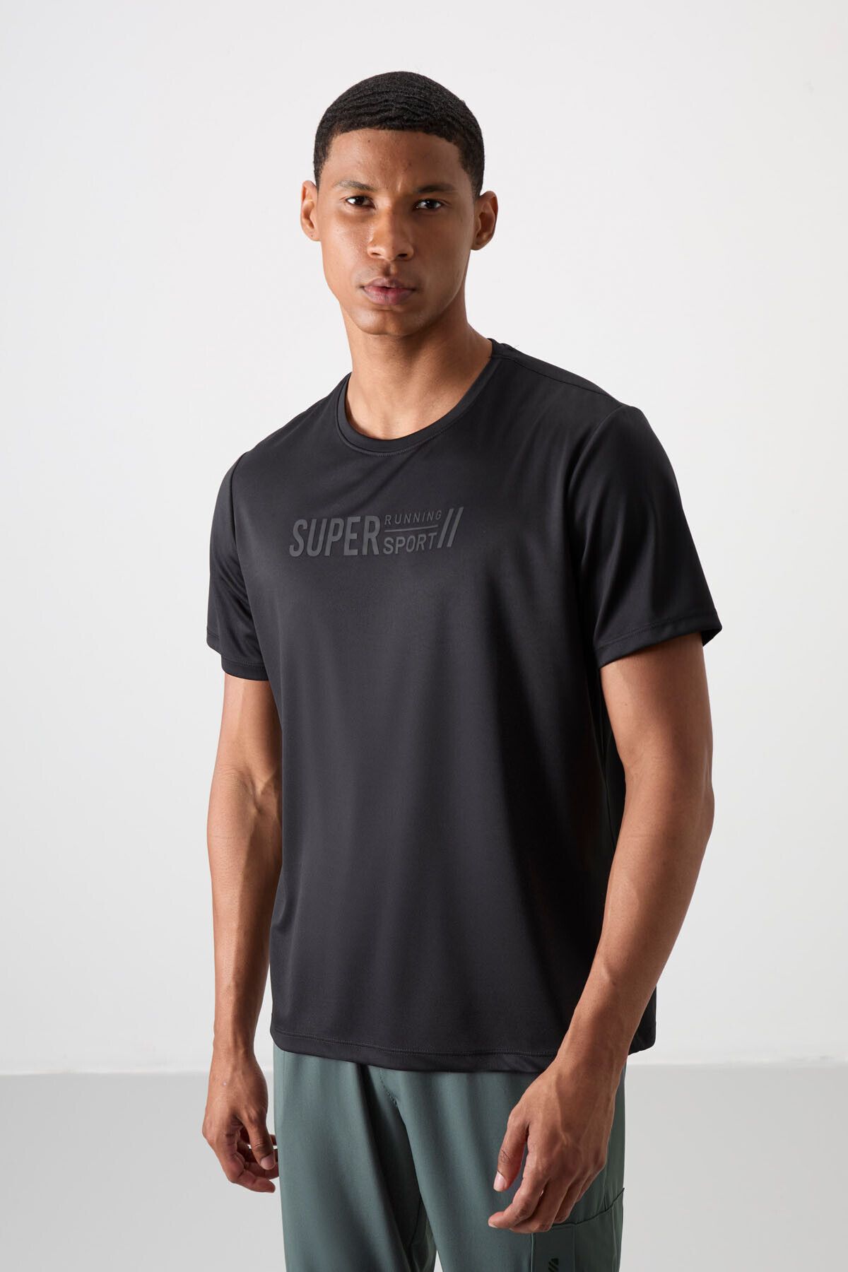 TOMMY LIFE-Men's Performance T-Shirt - Black Polyester, Thin Flexible and Breathable Texture - 88385 1