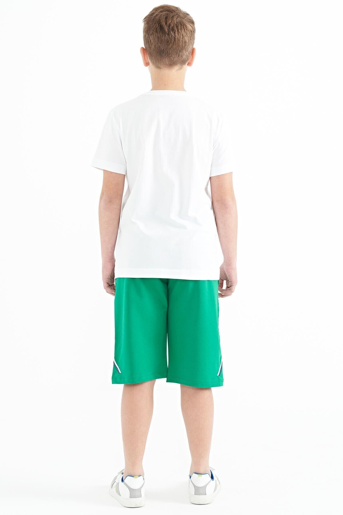 TOMMY LIFE-Green Front and Back Embroidery Detailed Lace Up Standard Fit Boys' Shorts - 11123 8