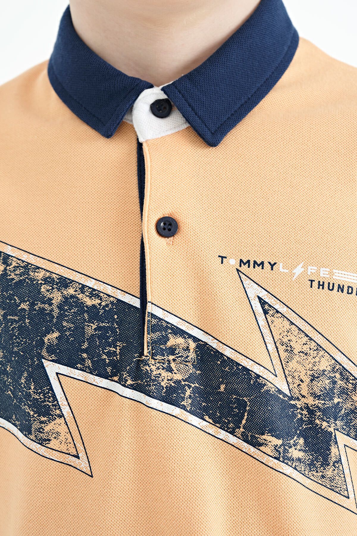 TOMMY LIFE-Melon Inside Print Detailed Standard Mold Polo Neck Boy's T-shirt - 11154 3