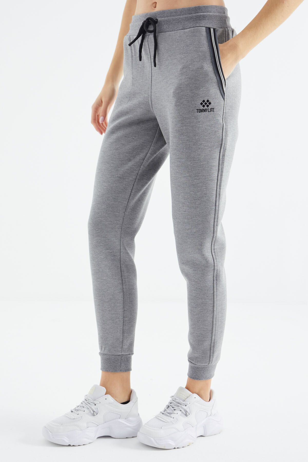 TOMMY LIFE-Gray Melange Zippered Women's Tracksuit - 95326 4