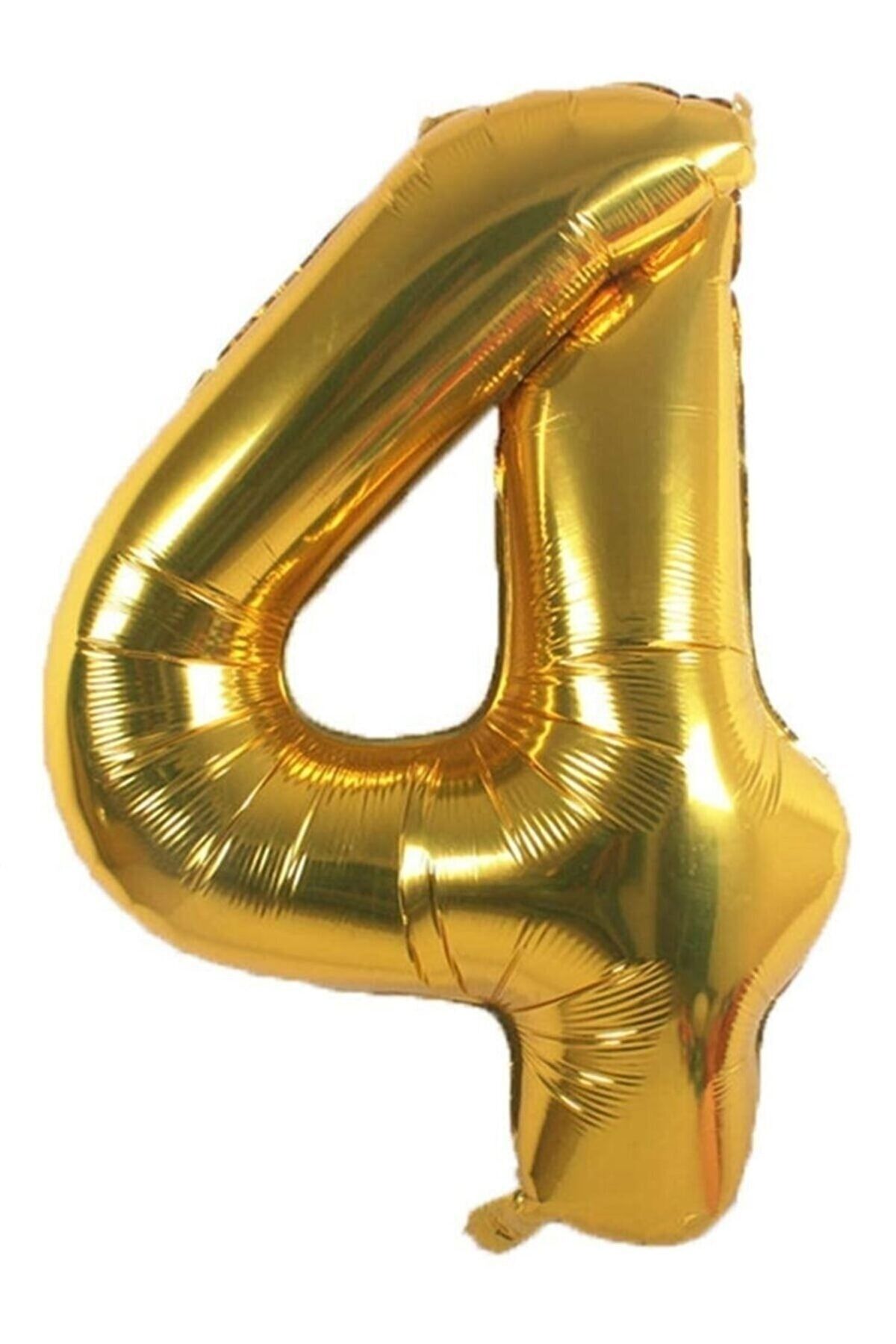 Ezgi Party Store Folyo Balon 4 Rakamı Helyum Balon 36 Cm Gold Renk - 4 Yaş Balonu - 4 Yaş Balon -4 Rakam Balon