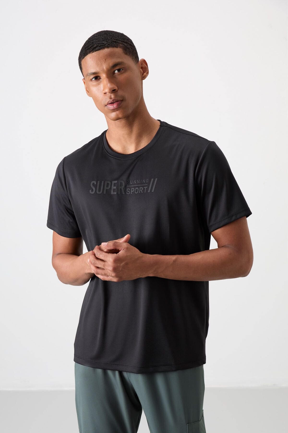 TOMMY LIFE-Men's Performance T-Shirt - Black Polyester, Thin Flexible and Breathable Texture - 88385 4