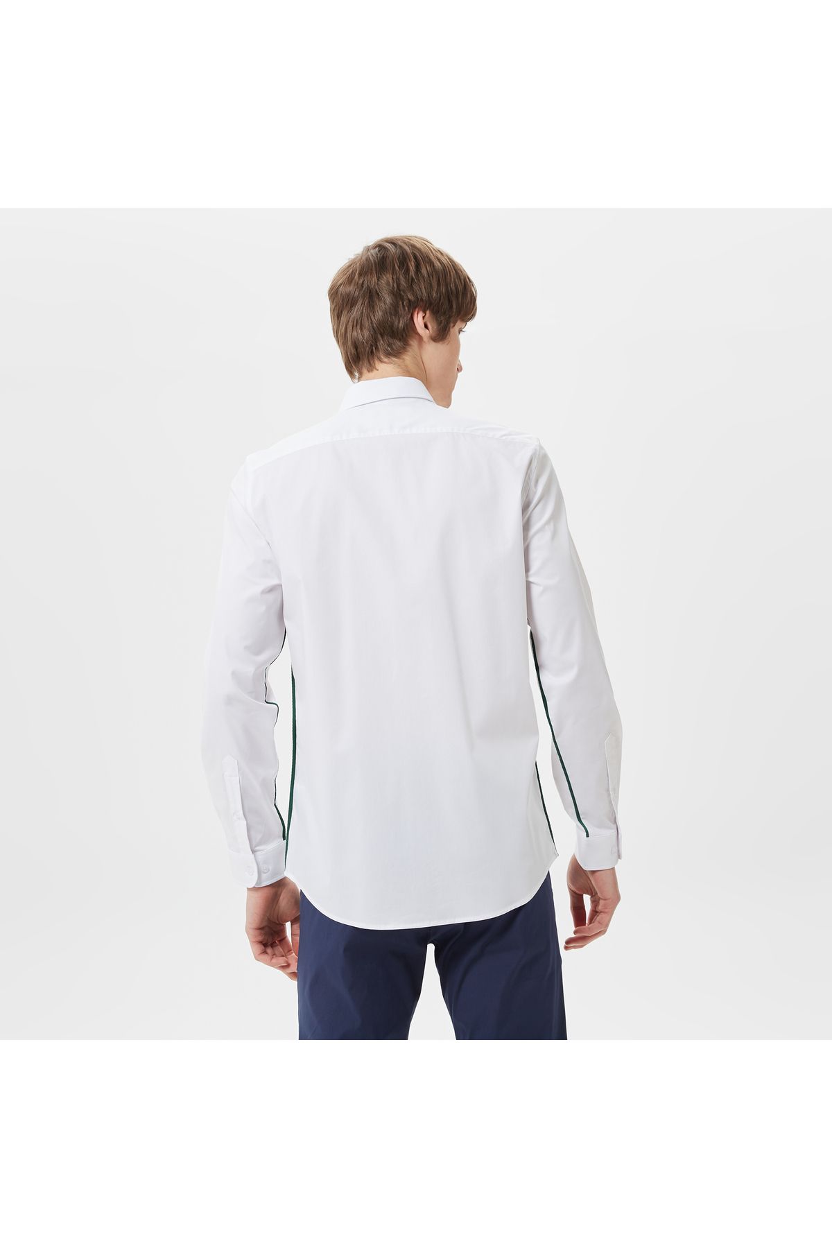 پیراهن / بلوز دکمه دار سفید مردانه باریک اورجینال Lacoste