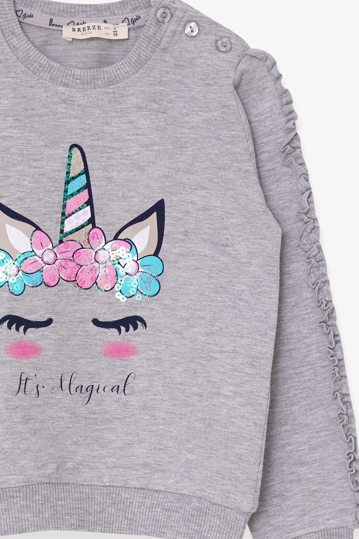 Breeze Kız Çocuk Eşofman Takımı Unicorn 1.5-5 Yaş, Gri Melanj fotoğrafı 3 (önizleme)