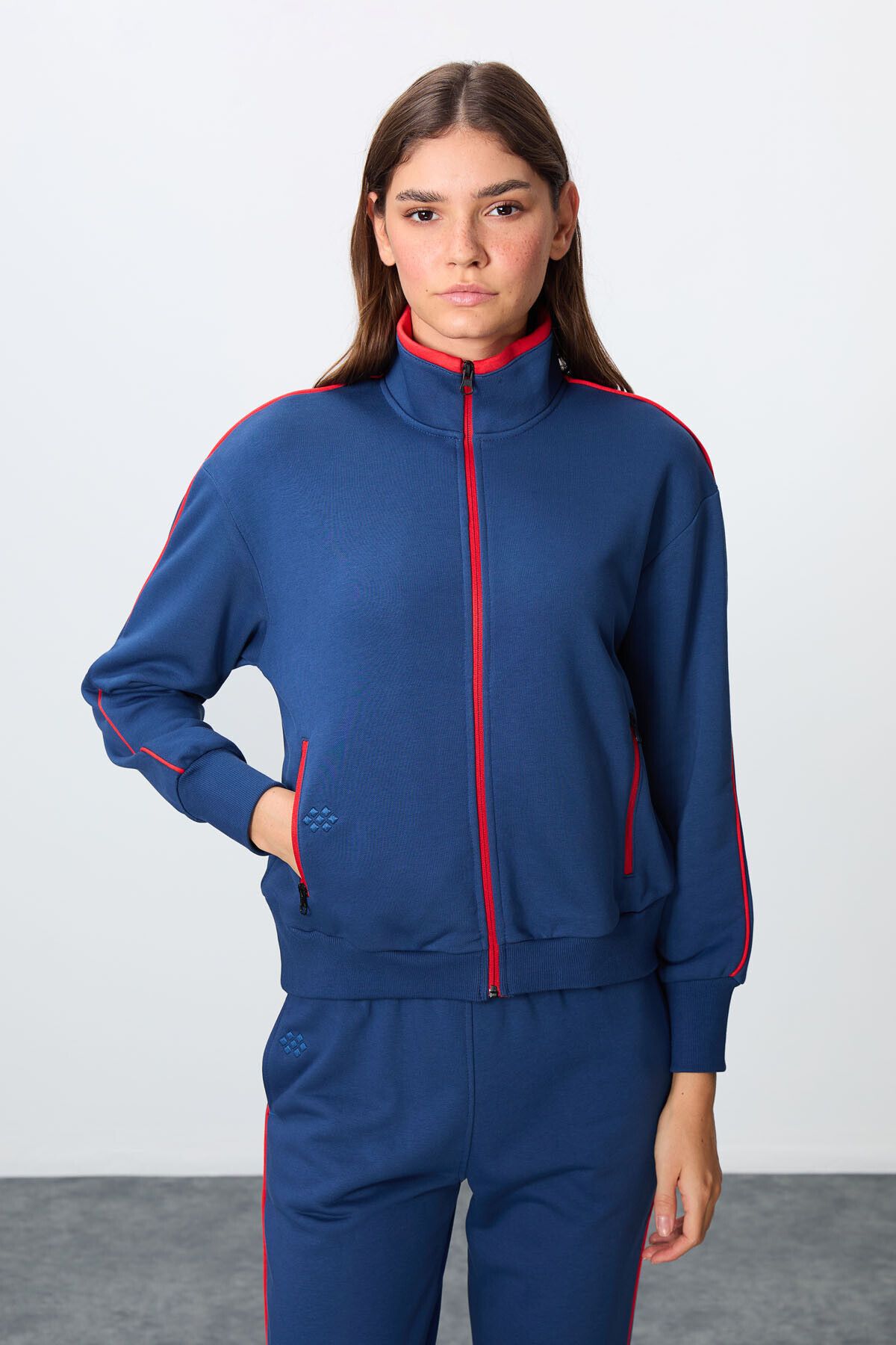 TOMMY LIFE-Parlament Stand Collar Oversize dámská tepláková souprava – tlustá hladká bavlna, 95340 2