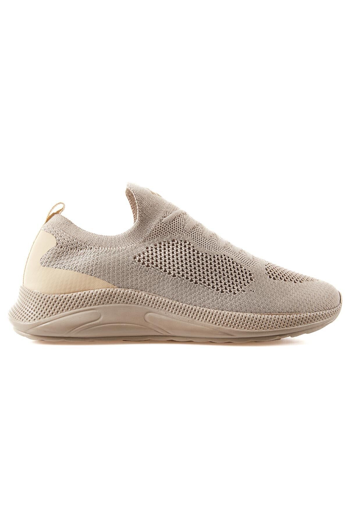 TOMMY LIFE-Beige Men's Sports Shoes - High Sole, Mesh Detail, Light and Flexible - 89120 1