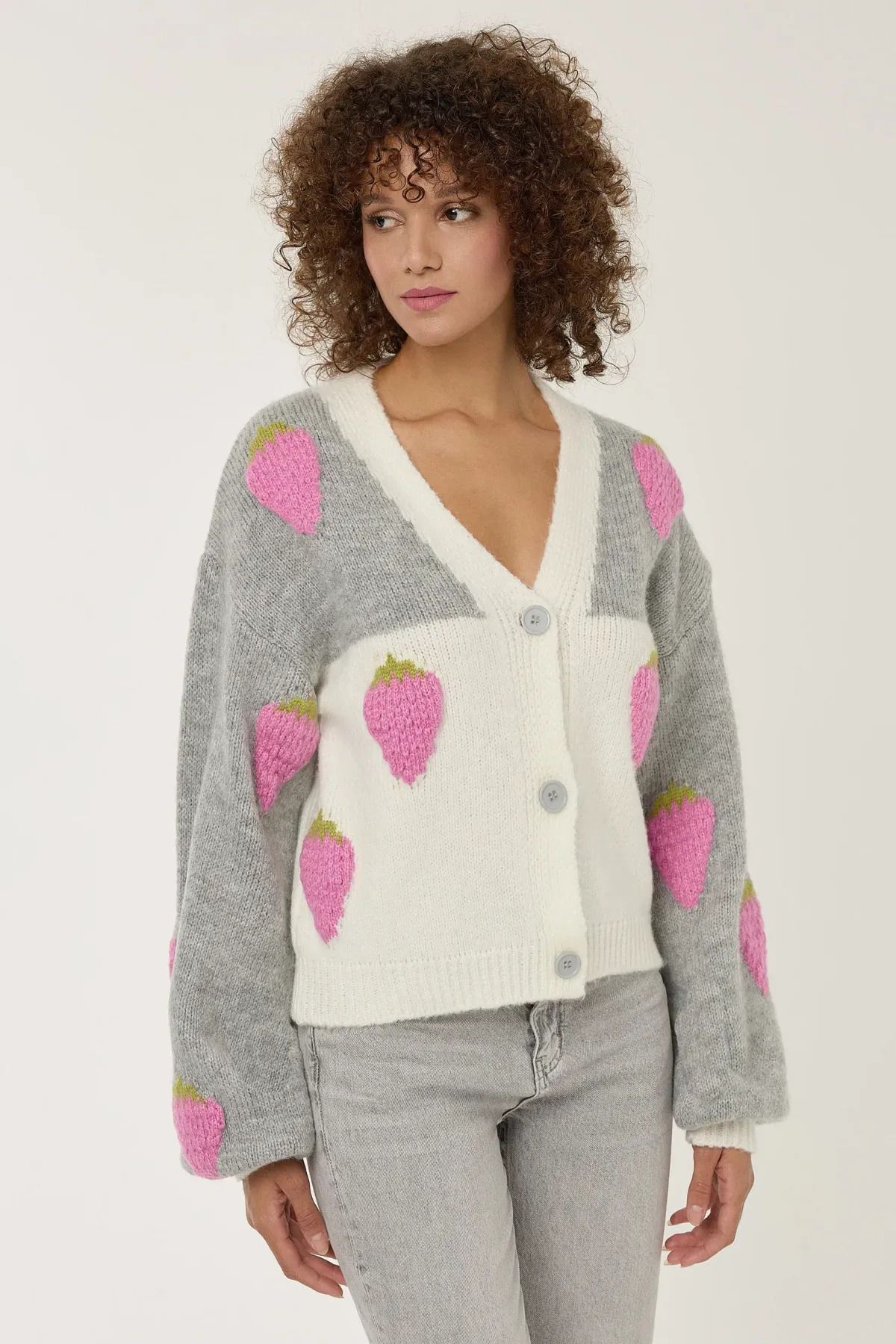Hiccup-Oversized Strawberry Patterned Cardigan 3