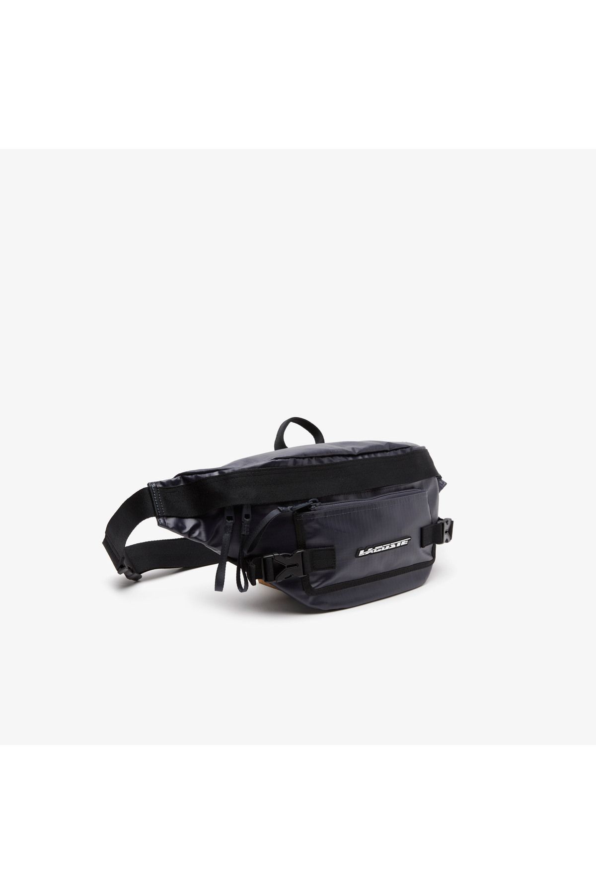 کیف شانه ای مشکی مردانه کمر سیاه چاپی Lacoste