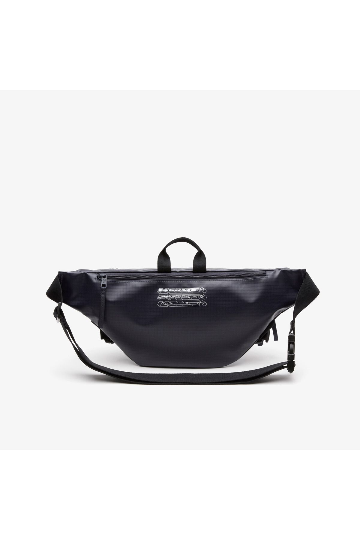 کیف شانه ای مشکی مردانه کمر سیاه چاپی Lacoste
