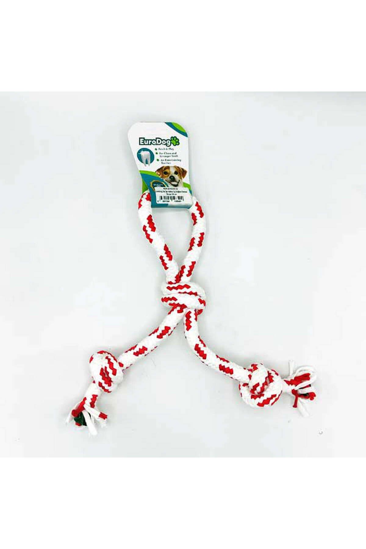 Eurodog Diş İpi Halka Üç Düğüm Kırmızı Beyaz 30 cm YKTSN