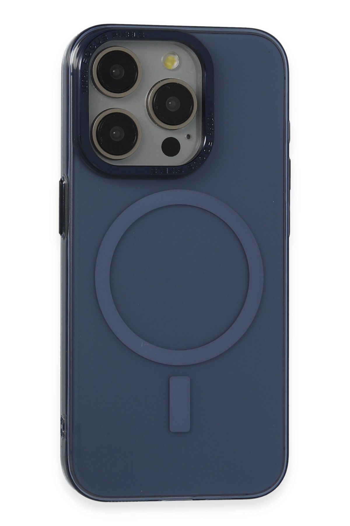NewFace iPhone 15 Pro Max Kılıf Anka PC Magneticsafe Sert Metal Kapak - Lacivert MRAYD