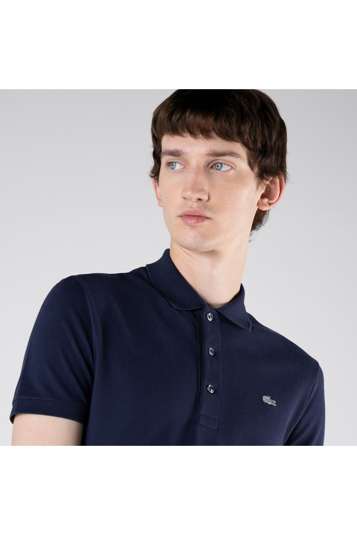 تی شرت یقه پولو مردانه اسکینی چوگان آبی اورجینال Lacoste
