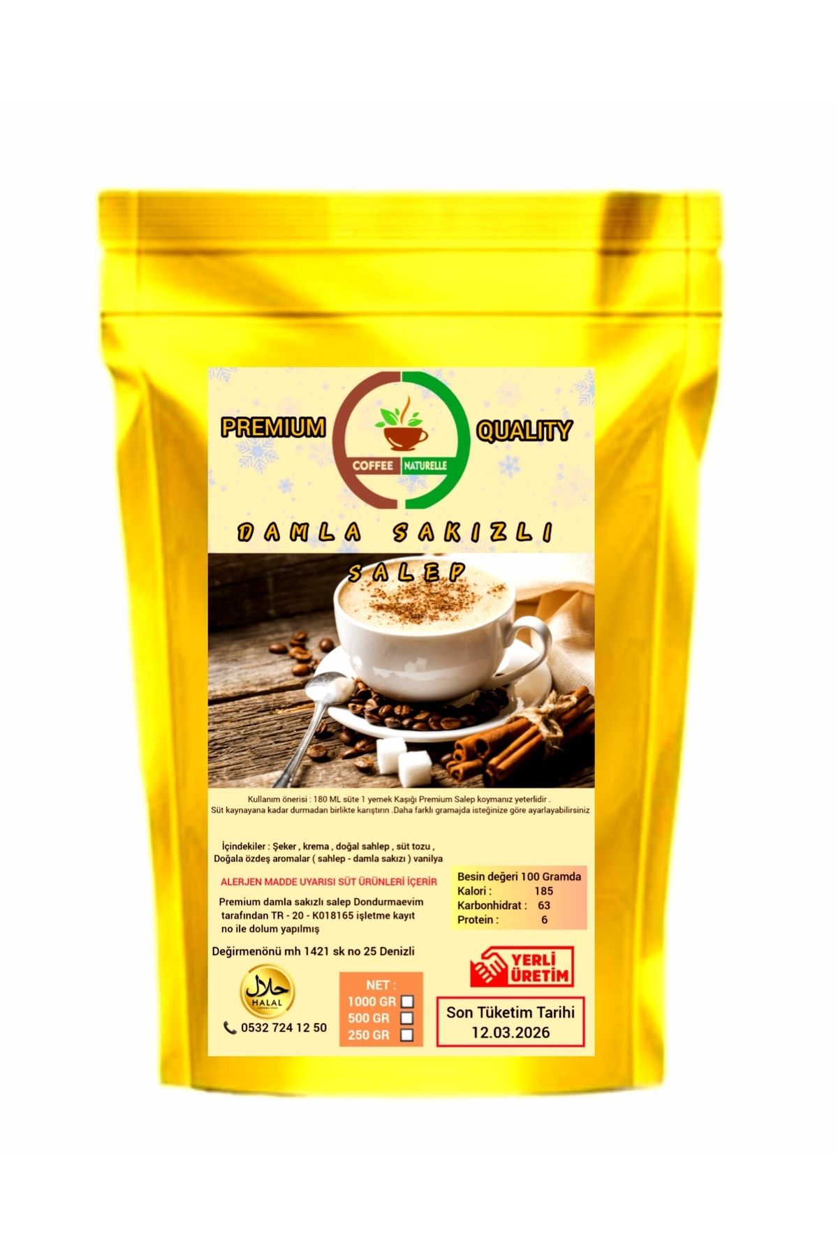 coffee Naturelle Damla Sakızlı Salep - 1 Kg - Ekonomik boy - Premium Quality