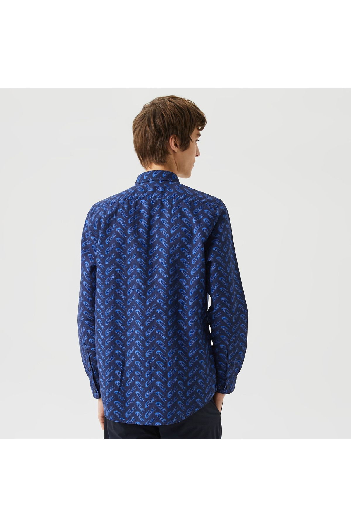 پیراهن / بلوز دکمه دار آبی مردانه با طرح یقه معمولی Lacoste