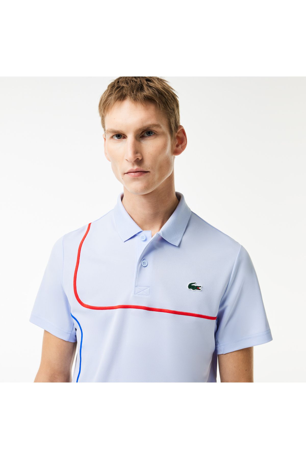 Lacoste چوگان تنیس آبی رنگ بلوک شده با تناسب معمولی مردانه