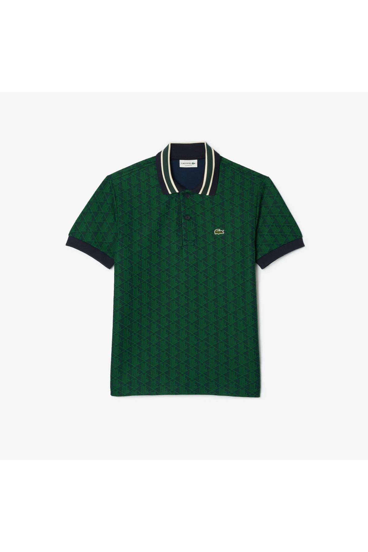 تی شرت یقه پولو سبز مردانه مونوگرام کلاسیک متناسب با چوگان Lacoste