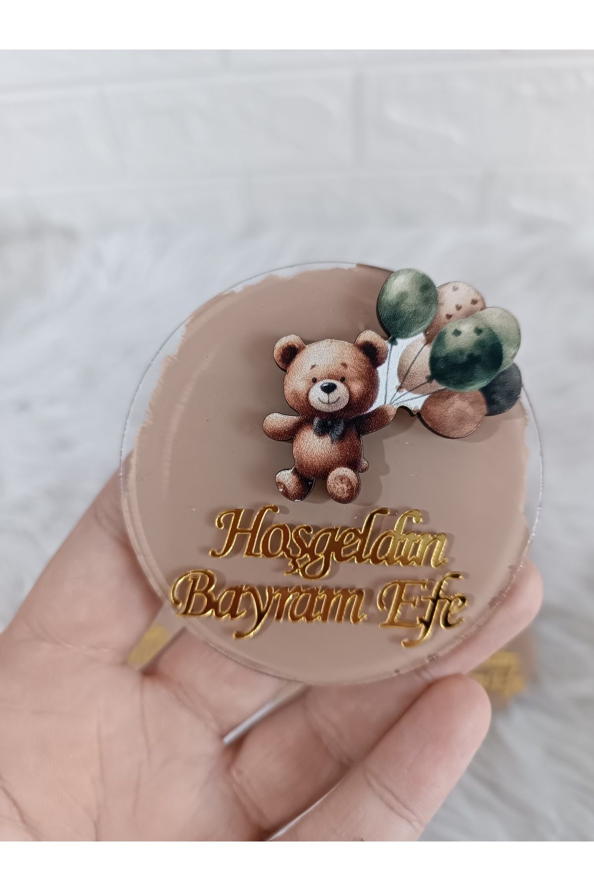 Doğrukan Hediyelik 10 adet balonlu ayıcık figürlü pleksi magnet yenidoğan doğum günü mevlüt hediyelikleri