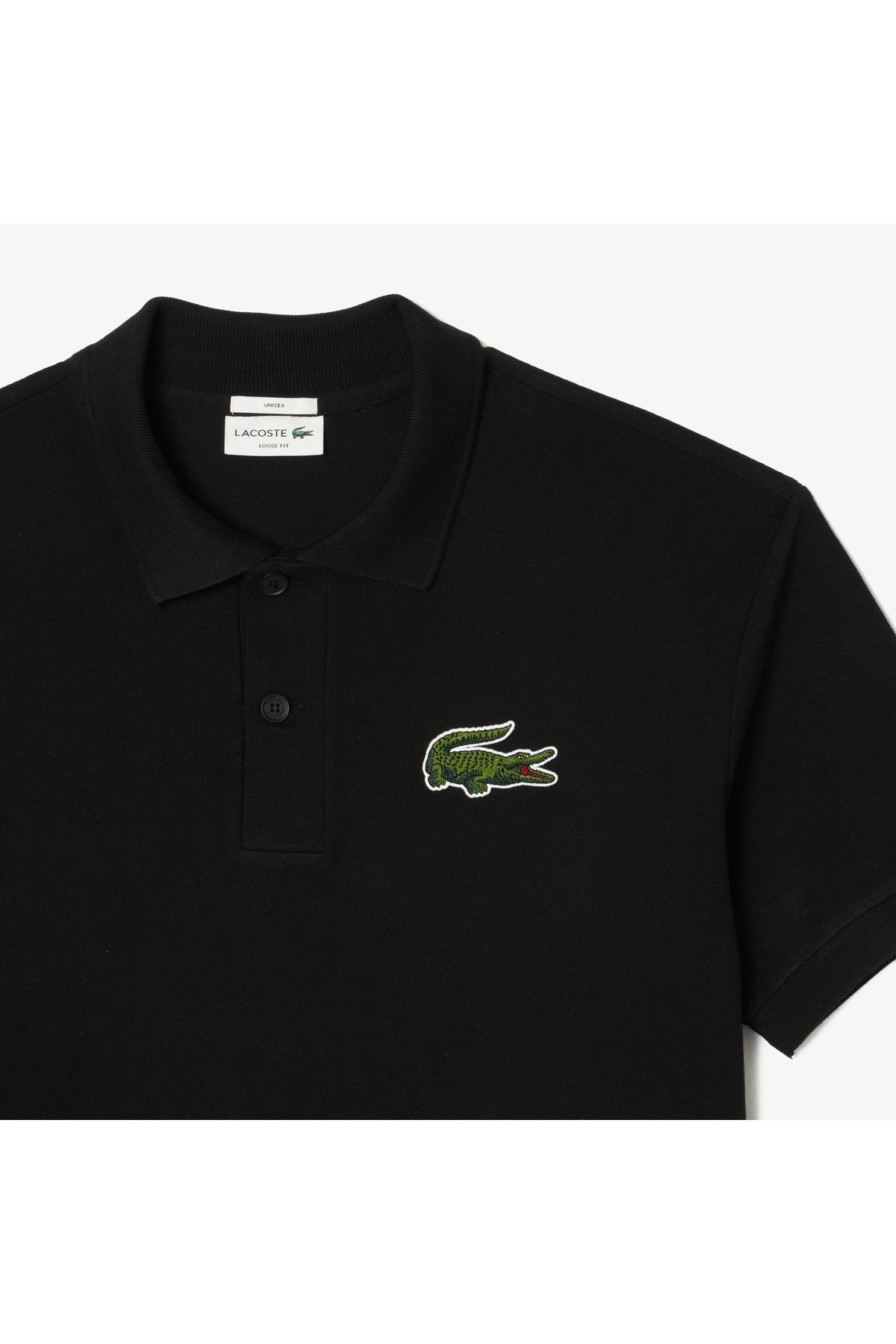 تی شرت یقه پولو مردانه و زنانه L.12.12 یونیسکس LOOSE FIT سیاه چوگان Lacoste