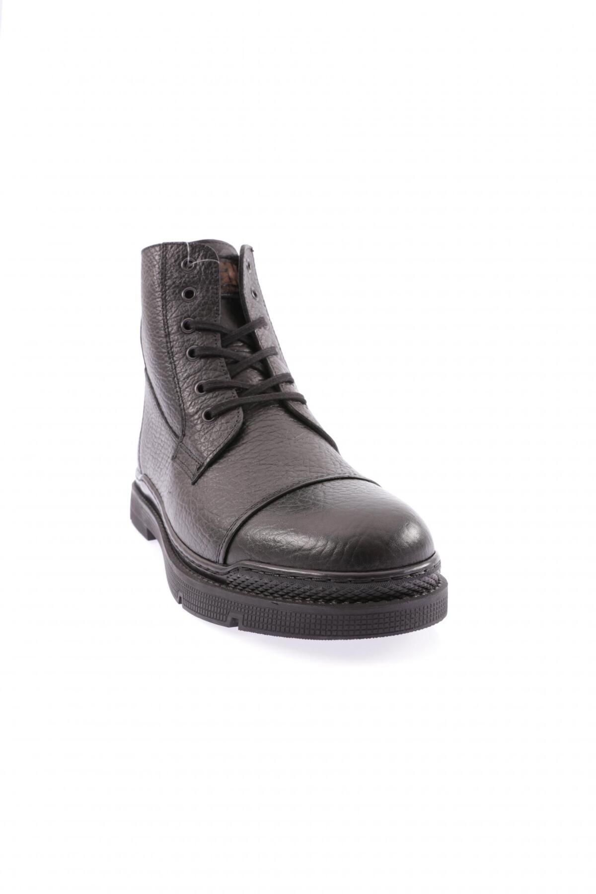 DGN-2510-1 Men's Lace-Up Zippered Sneakers Boots Black Genuine Leather 2