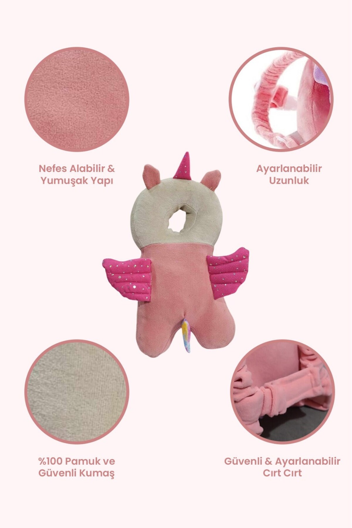 Genel Markalar Unicorn Ayarlanabilir Sevimli Figürlü Bebek Kafa Boyun Koruyucu Koruma Yastığı fotoğrafı 2 (önizleme)