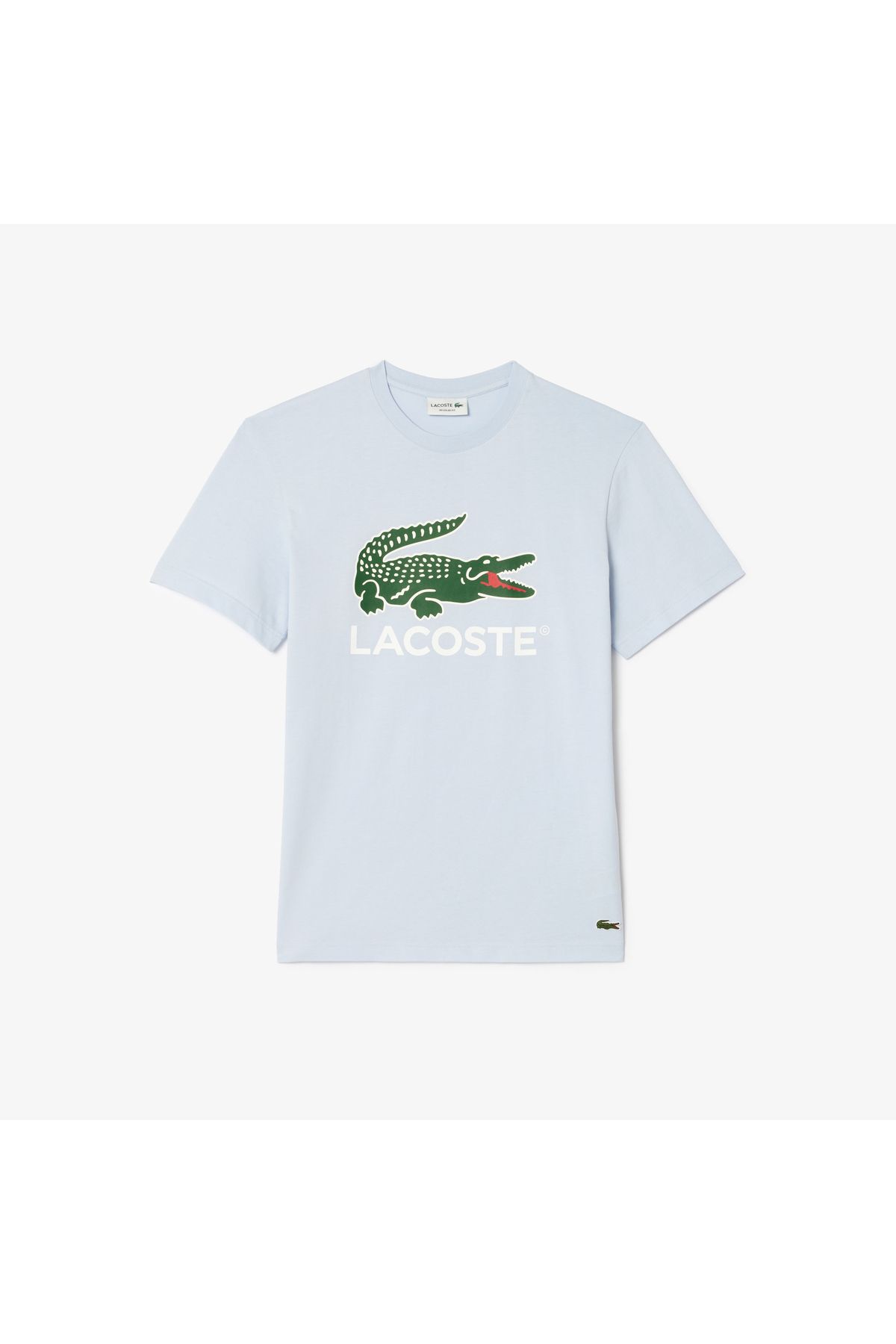 تی شرت آبی مردانه یقه دوچرخه مناسب روشن طرح دار Lacoste