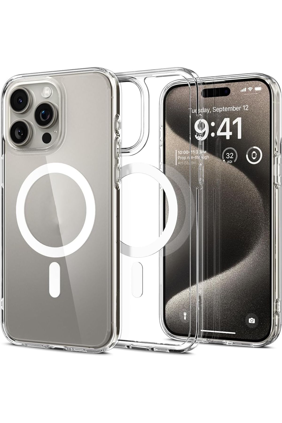 Store Iphone 15 Pro Max Uyumlu Gerçek Magsafe Özellikli Sert Şeffaf Kılıf