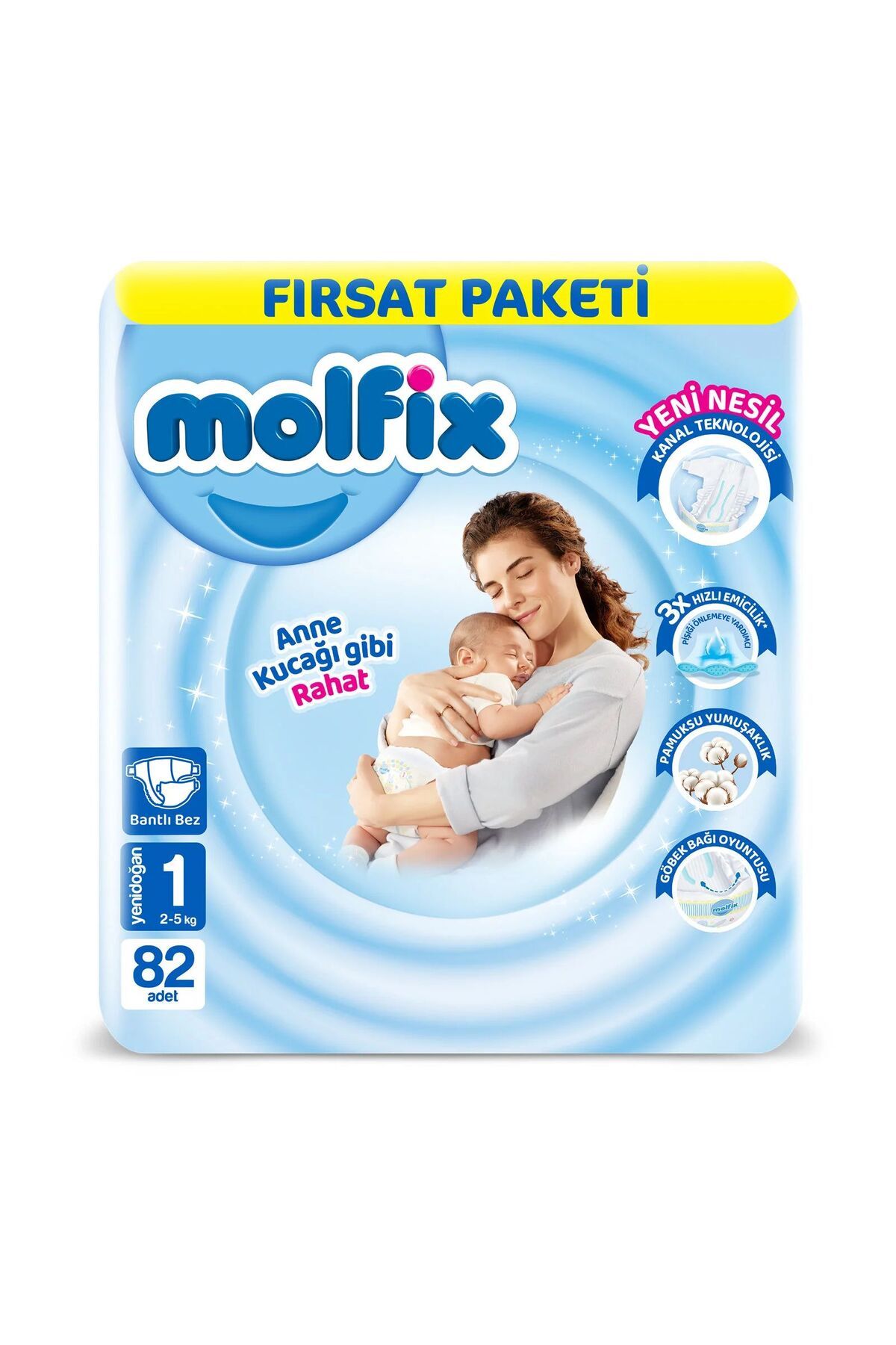 Molfix Bebek Bezi Fırsat Paketi 1 Beden 2-5 Kg 82 Adet