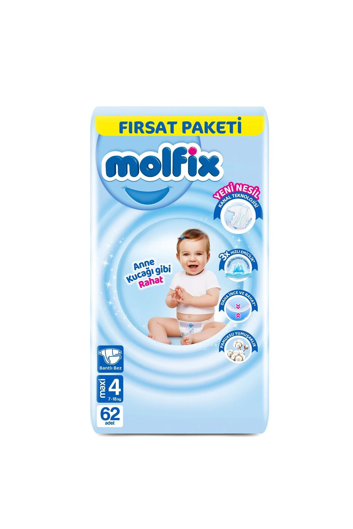 Molfix Bebek Bezi Fırsat Paketi 4 Beden 7-14 Kg 62 Adet