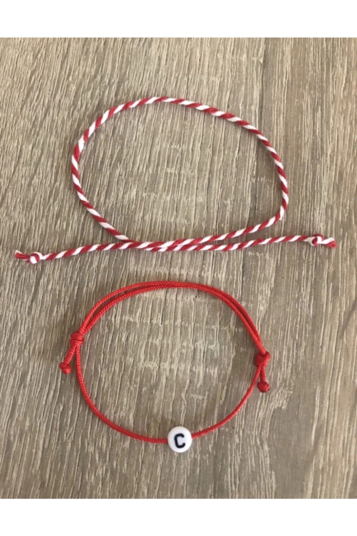 Tralles Takı-Lettered Red String Elevator Bracelet and Martentica String Set 2