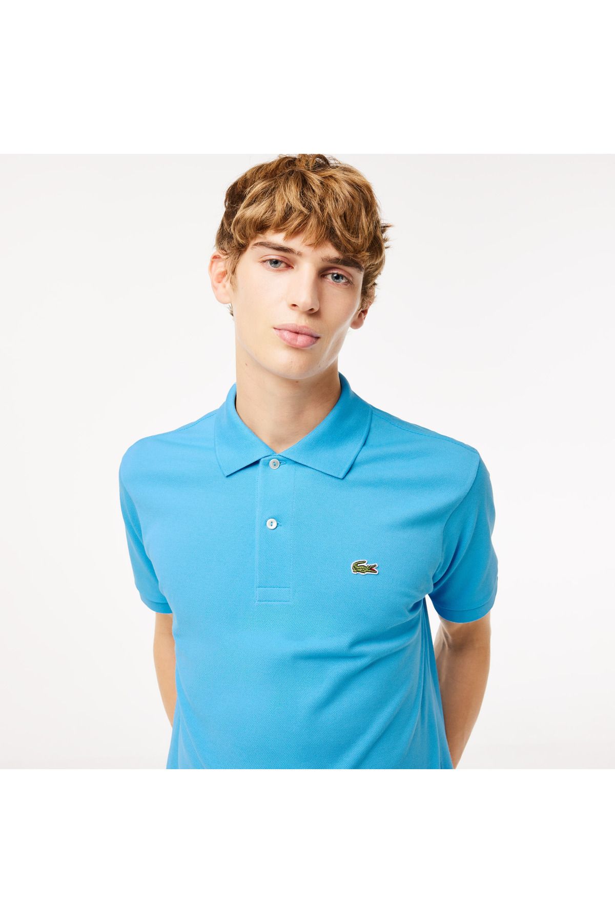 تی شرت یقه پولو آبی مردانه L.12.12 کلاسیک مناسب چوگان اورجینال Lacoste