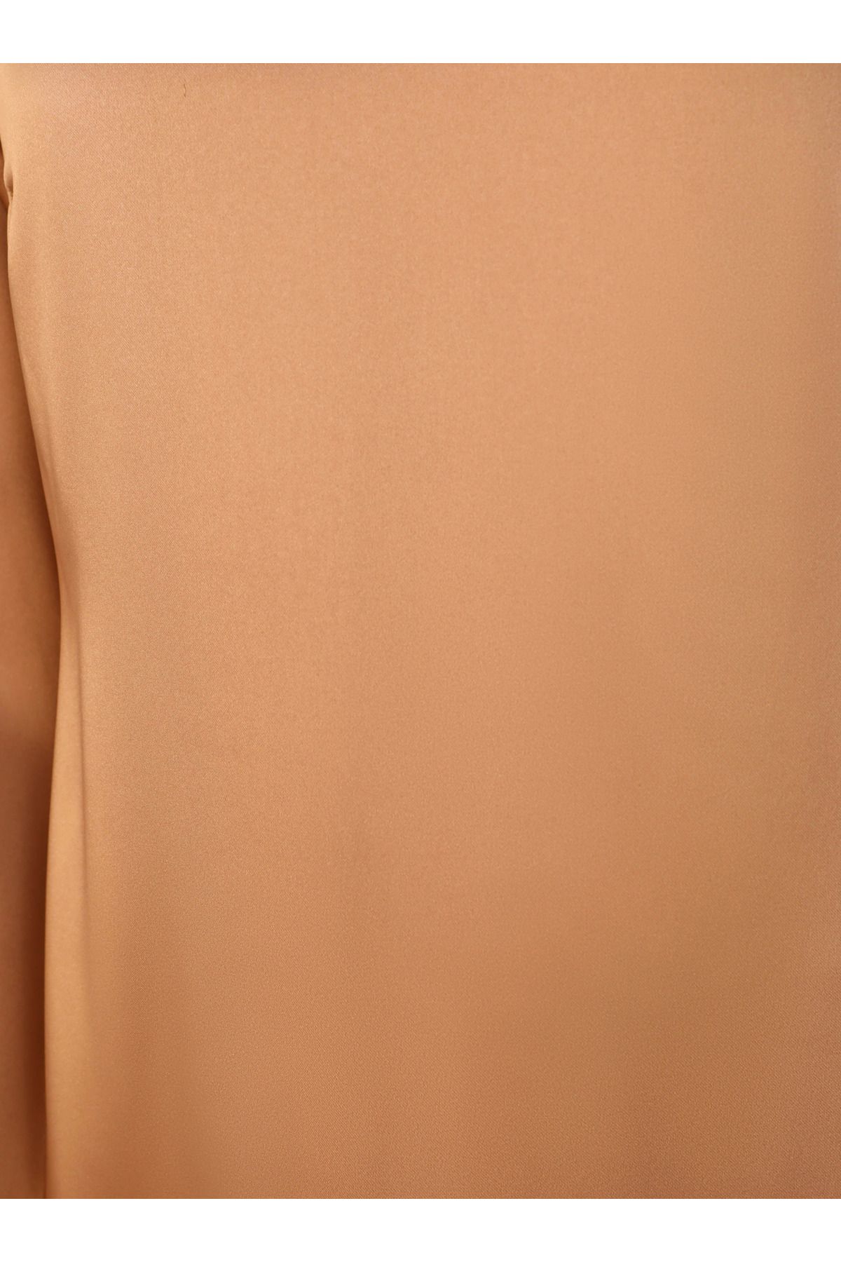 Refka-Rochie Hijab din Satin - Croiala Asimetrica, Culoare Camel, Model Refka 2