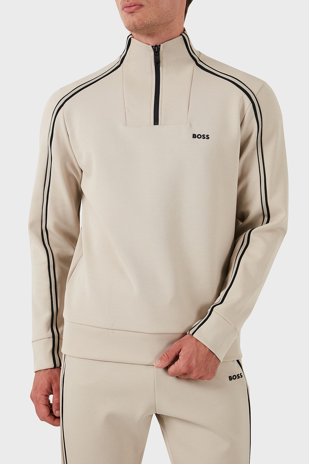 یقه یقه نیم زیپ آرم پنبه ای اسلیم فیت SWEAT SWEAT مردانه 50523911 271 BOSS