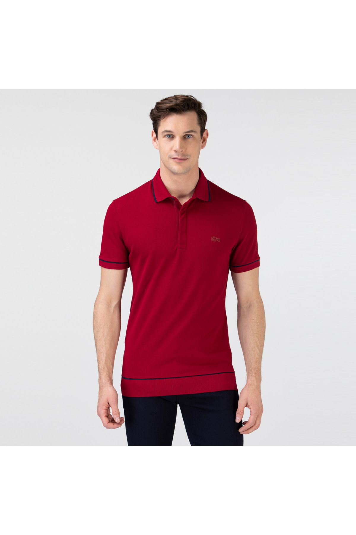 تی شرت یقه پولو قرمز مردانه چوگان متناسب با به طور منظم Lacoste