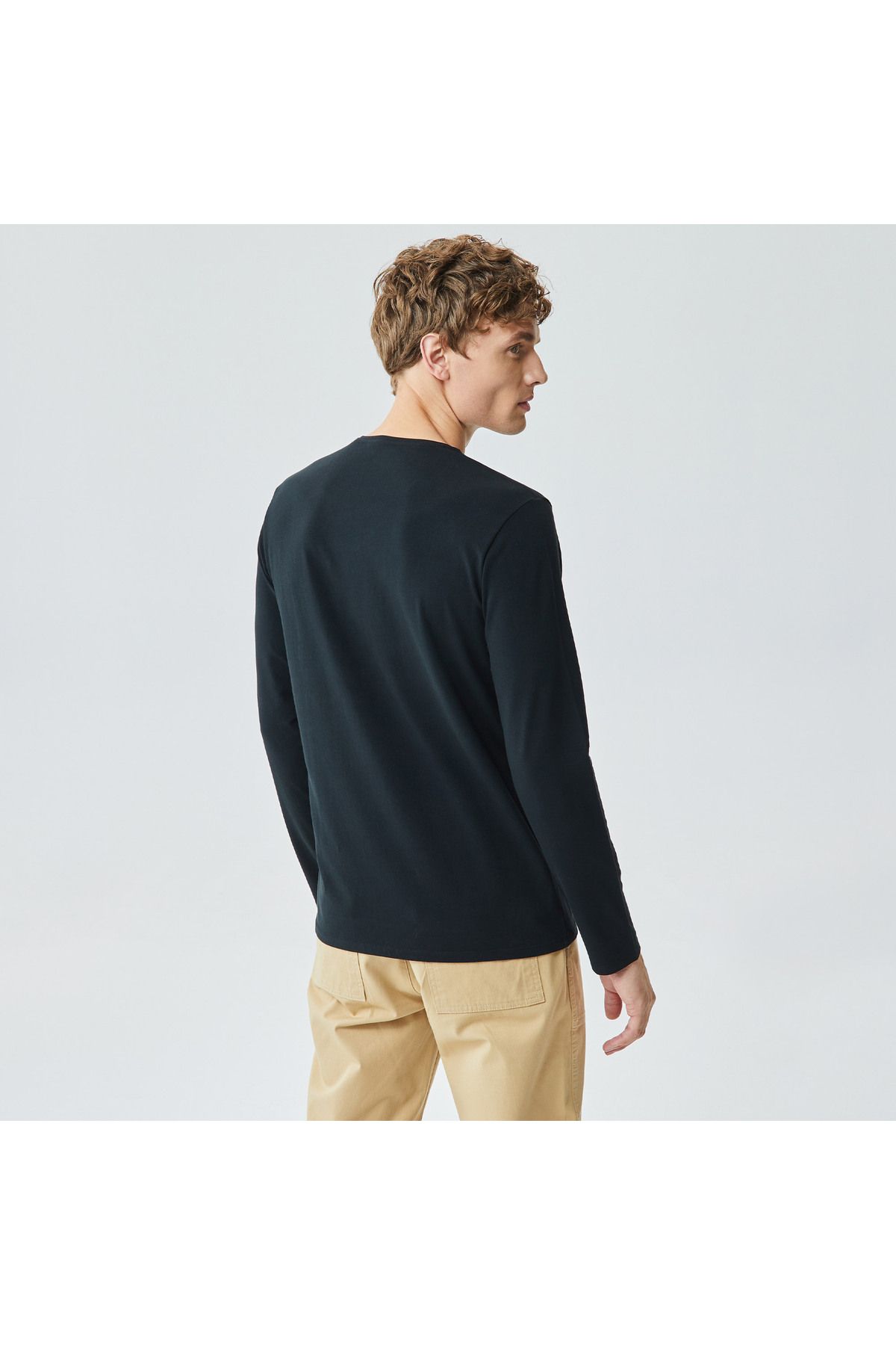 سویشرت مشکی مردانه تی شرت آستین بلند V Neck Lacoste