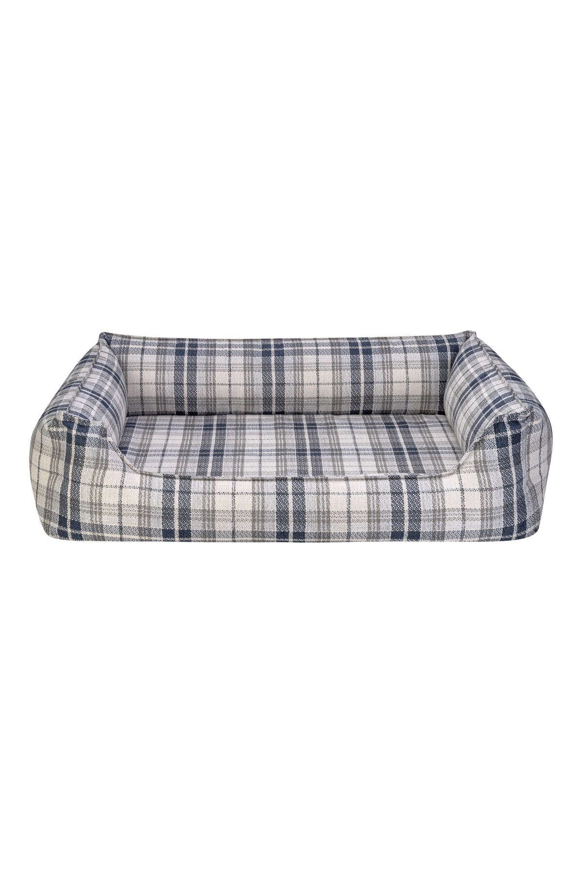 Pet Comfort-Navy Blue Checked Delta Varius Dog Bed - L 80X105Cm 639140 1