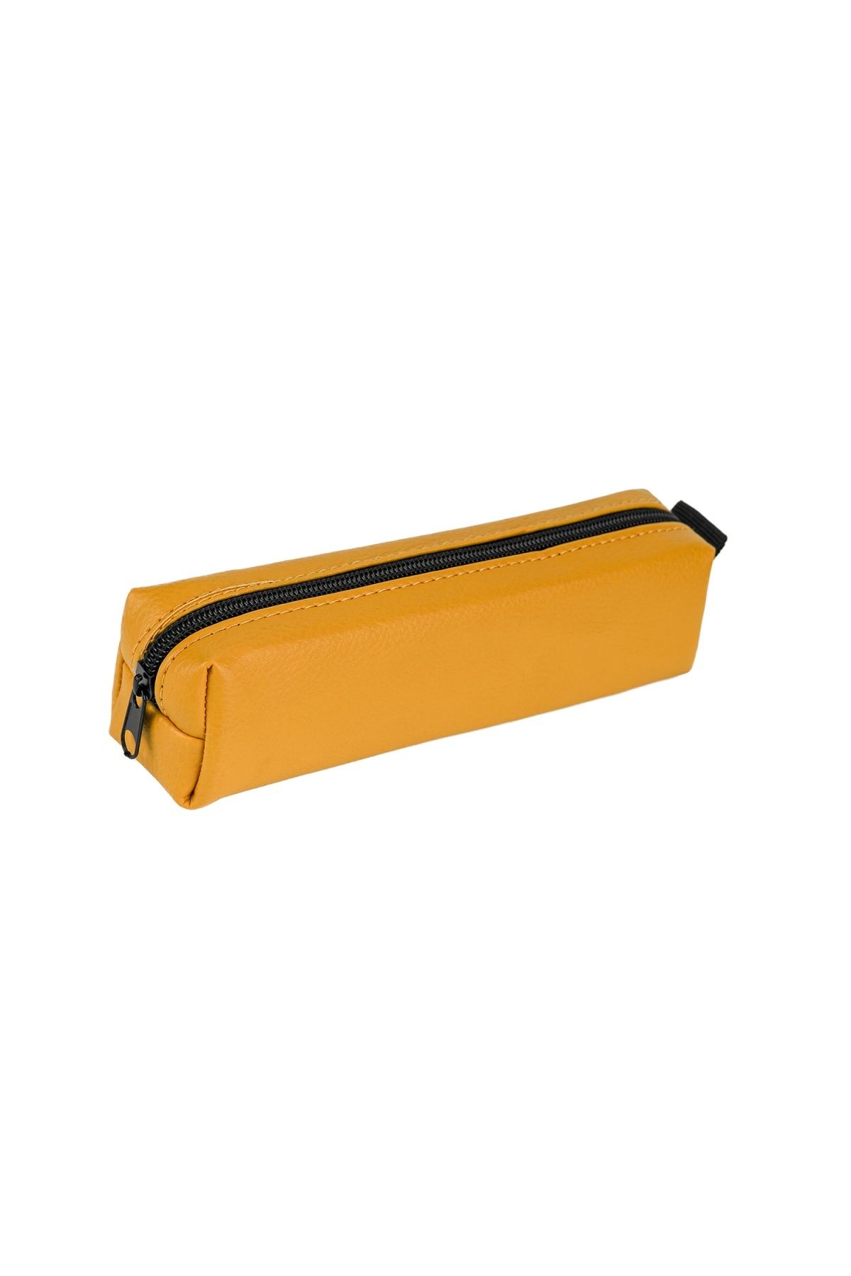 Gözde Proje-Faux Leather Mustard Yellow Pencil Case 5