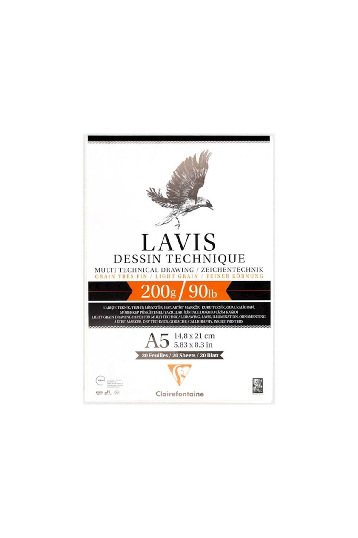Clairefontaine-Lavis Multi Technical 200gr 20yp A5 Drawing Block 1