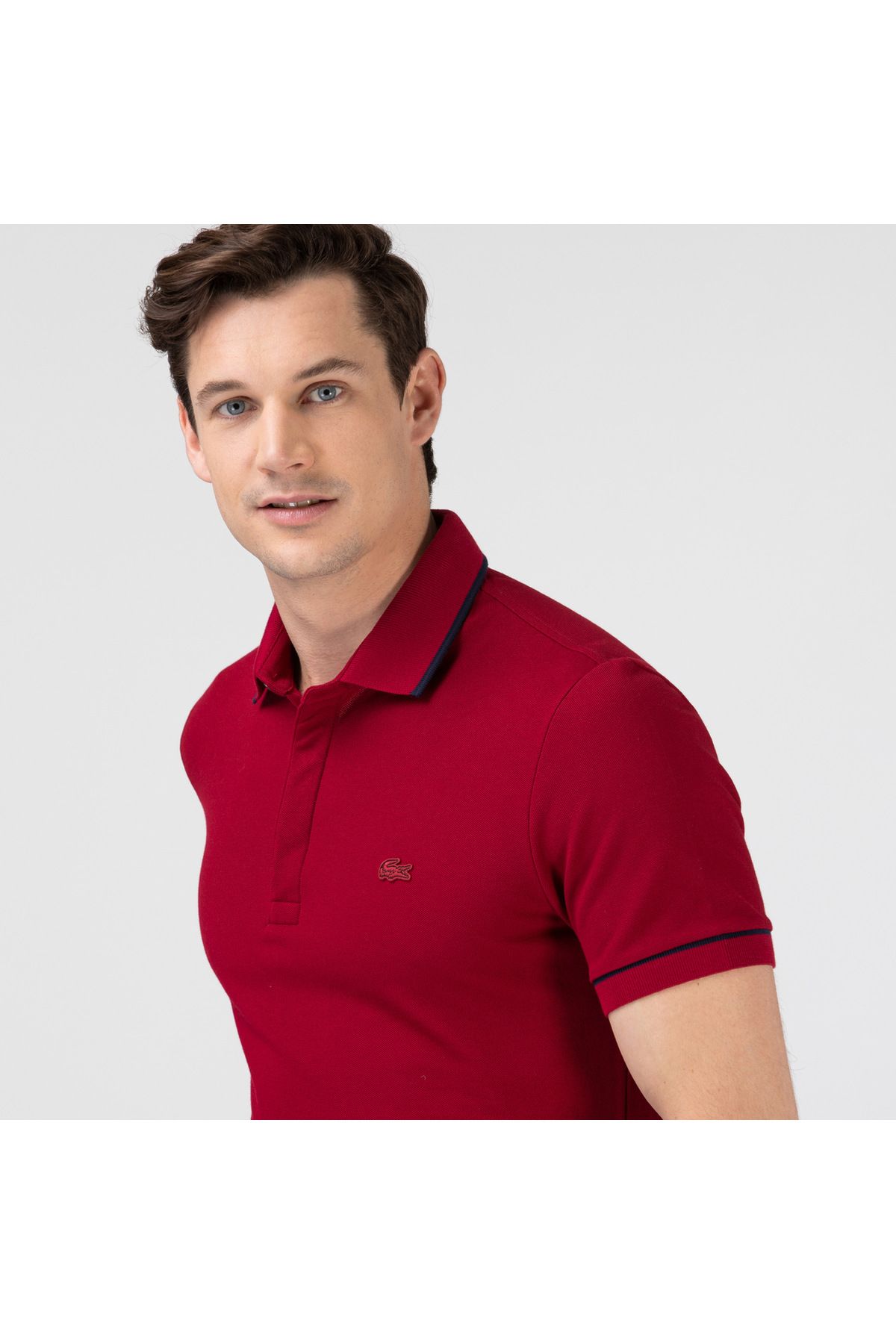 تی شرت یقه پولو قرمز مردانه چوگان متناسب با به طور منظم Lacoste