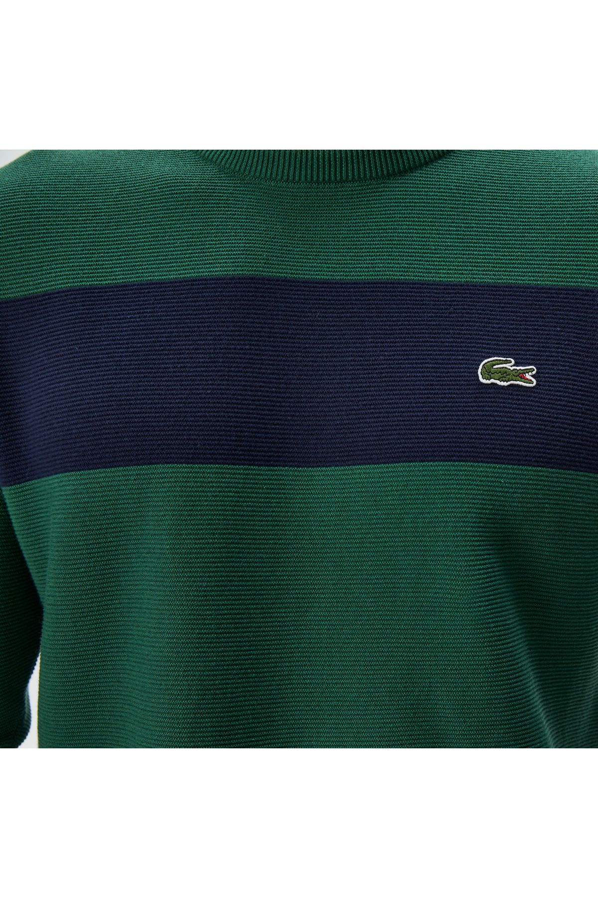 پلیور سبز مردانه لباس یقه دوچرخه مناسب Blok Green Lacoste