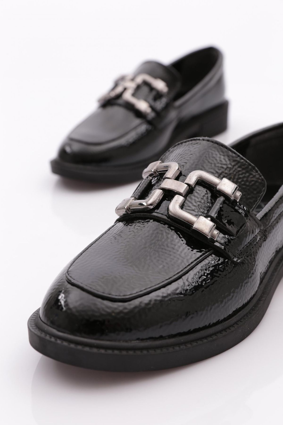 DGN-Black Patent Leather Women's Loafer - Wrinkled 30212674 4
