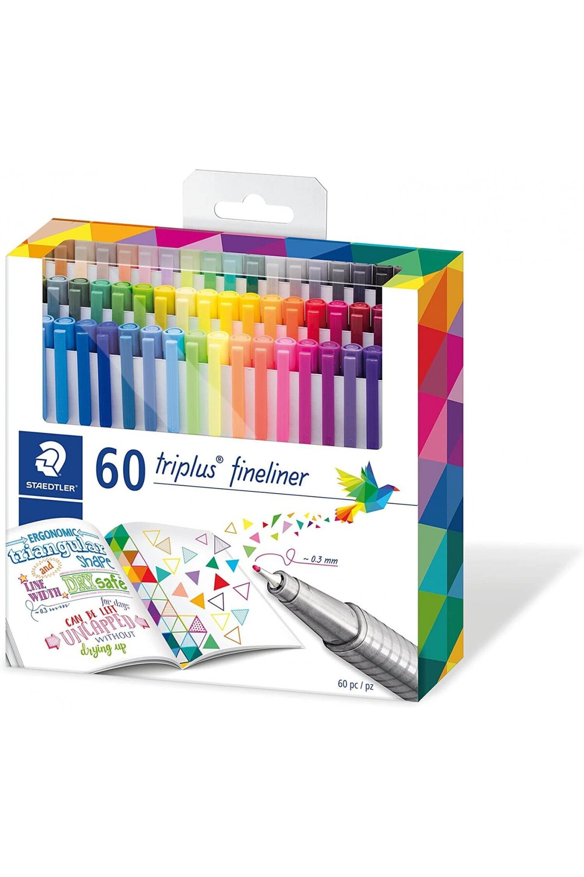 Genel Markalar Triplus 60'lı 0.3mm Üçgen Fineliner Kalem Seti / C60